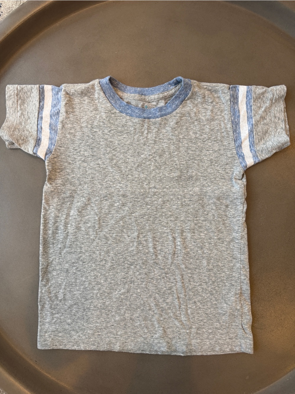 Crewcuts Heather Gray Short Sleeve Tee with Blue Trim Size 4/5